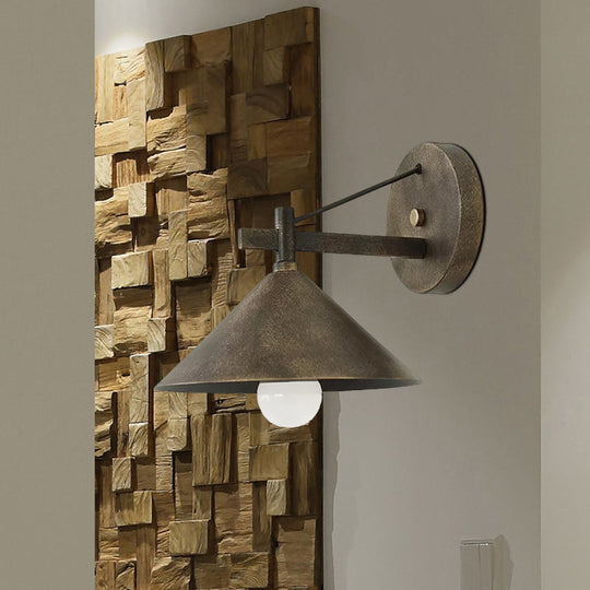 Aged Silver/Bronze Metal Wall Sconce - Stylish Industrial Light Perfect For Dining Room