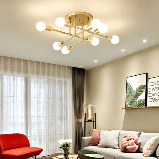6/8 Head LED Industrial Iron Ceiling Light Living Room Lighting Nordic E27 LED Lamp
