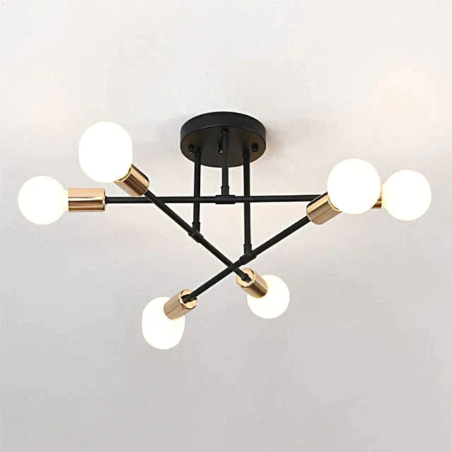 6/8 Head Led Industrial Iron Ceiling Light Living Room Lighting Nordic E27 Lamp Black Golden 6 Heads