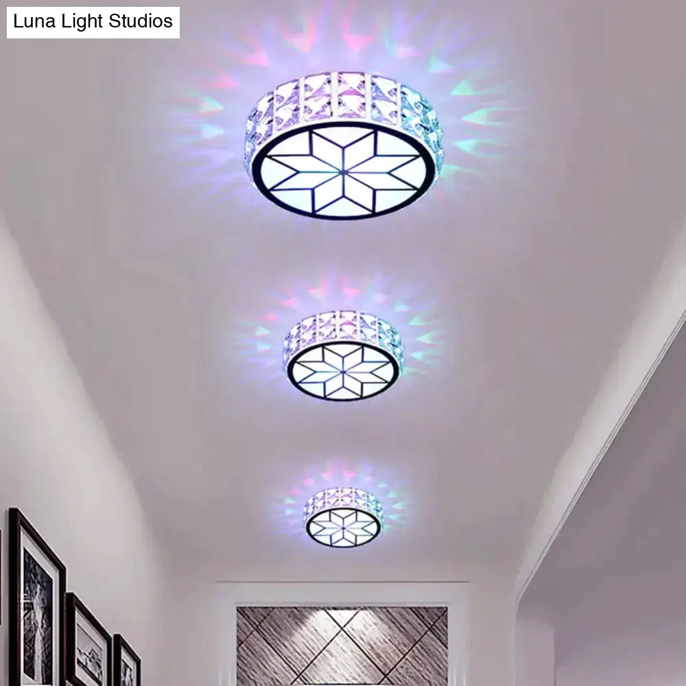 6W/12W Modern Metal Crystal Ceiling Light Lamp For Hallway Dinning Room Flush Mounted Glass