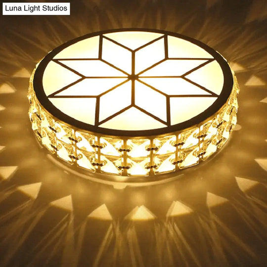 6W/12W Modern Metal Crystal Ceiling Light Lamp For Hallway Dinning Room Flush Mounted Glass