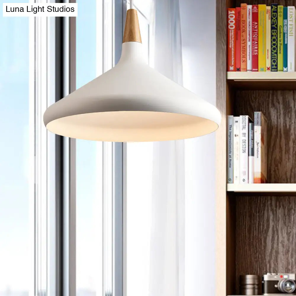 Sleek W Cone Dining Table Pendant Lighting - Metallic 1-Head Hanging Lamp With Adjustable Cord In