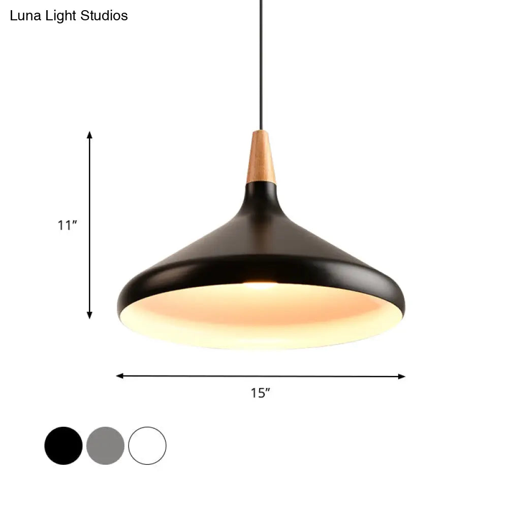 Sleek W Cone Dining Table Pendant Lighting - Metallic 1-Head Hanging Lamp With Adjustable Cord In