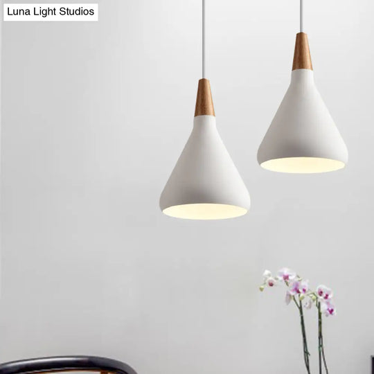 Sleek W Cone Dining Table Pendant Lighting - Metallic 1-Head Hanging Lamp With Adjustable Cord In