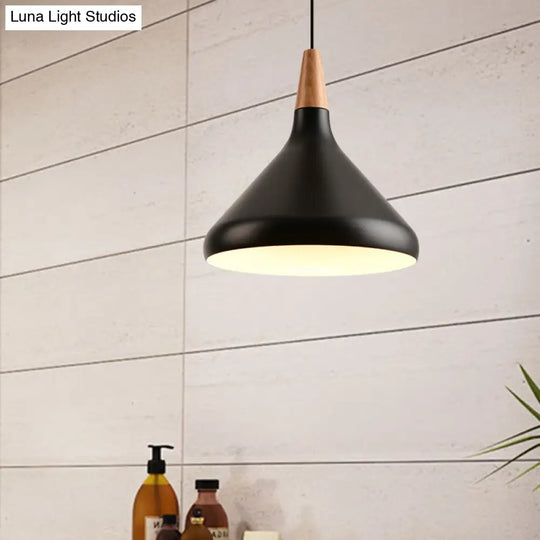 Sleek W Cone Dining Table Pendant Lighting - Metallic 1-Head Hanging Lamp With Adjustable Cord In