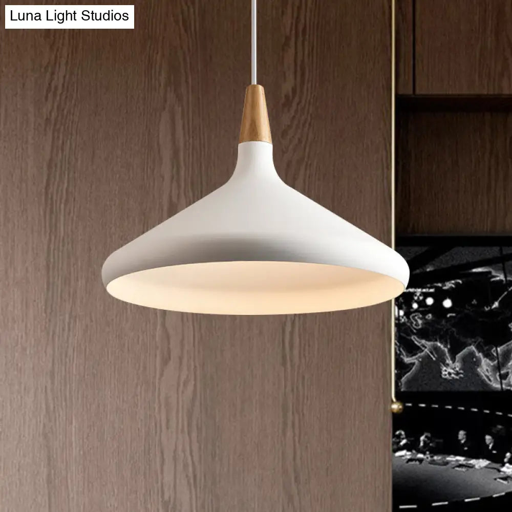 Sleek W Cone Dining Table Pendant Lighting - Metallic 1-Head Hanging Lamp With Adjustable Cord In