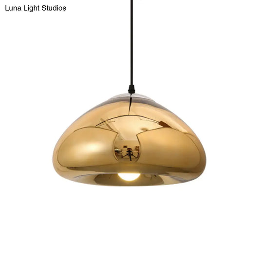 Modern 7/12 Doublewalled Glass Pendant Light - Silver/Gold/Bronze 1 Bulb Black Ceiling Suspension