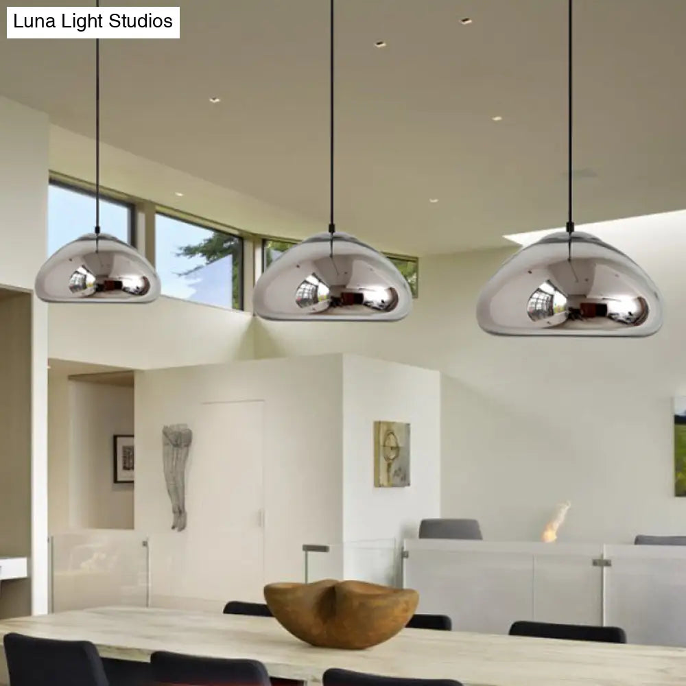 Modern 7/12 Doublewalled Glass Pendant Light - Silver/Gold/Bronze 1 Bulb Black Ceiling Suspension