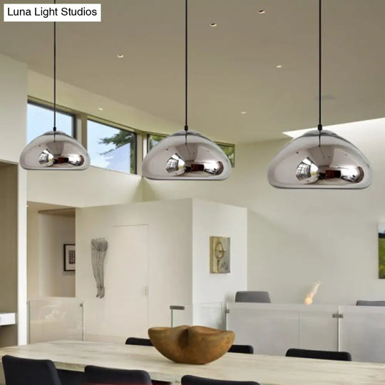 Modern 7/12 Doublewalled Glass Pendant Light - Silver/Gold/Bronze 1 Bulb Black Ceiling Suspension