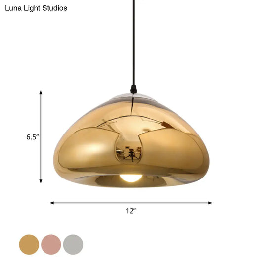 Modern 7/12 Doublewalled Glass Pendant Light - Silver/Gold/Bronze 1 Bulb Black Ceiling Suspension