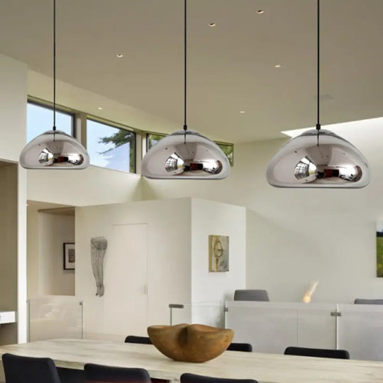 7’/12’ Doublewalled Pendant Lighting Postmodern Glass Suspension Lamp - Silver/Gold/Bronze