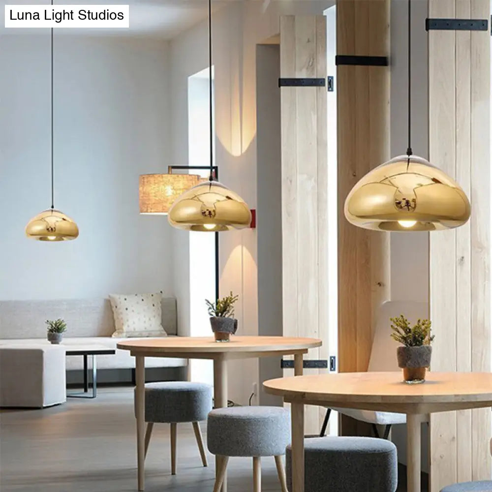 Modern 7/12 Doublewalled Glass Pendant Light - Silver/Gold/Bronze 1 Bulb Black Ceiling Suspension