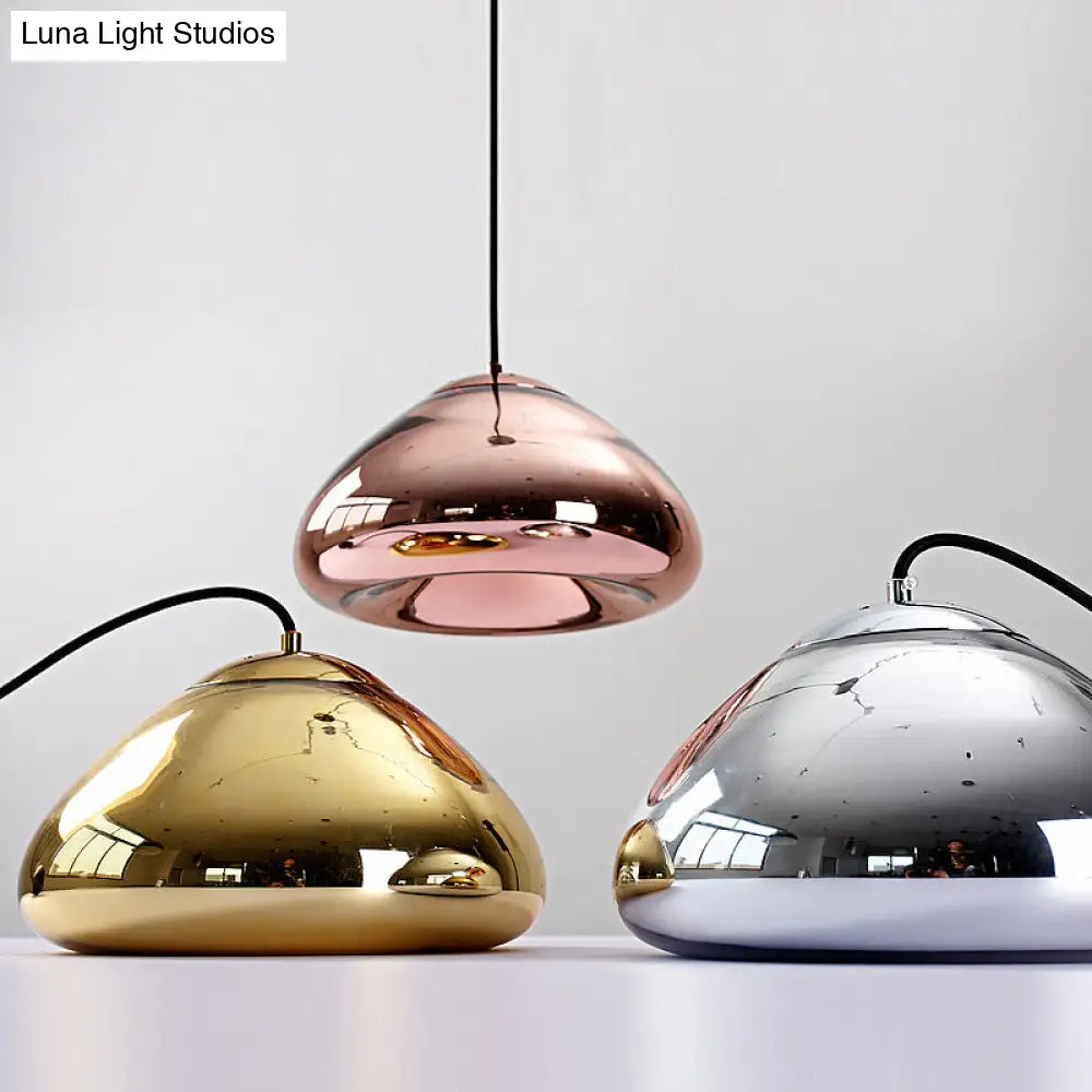 Modern 7/12 Doublewalled Glass Pendant Light - Silver/Gold/Bronze 1 Bulb Black Ceiling Suspension