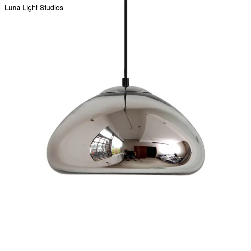 Modern 7/12 Doublewalled Glass Pendant Light - Silver/Gold/Bronze 1 Bulb Black Ceiling Suspension