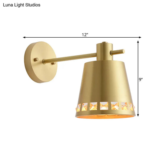 7.5/12 W Brass Wall Sconce - Modern Tapered/Drum/Oval Design Gold Finish