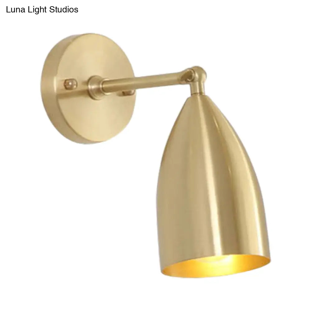 7.5/12 W Brass Wall Sconce - Modern Tapered/Drum/Oval Design Gold Finish