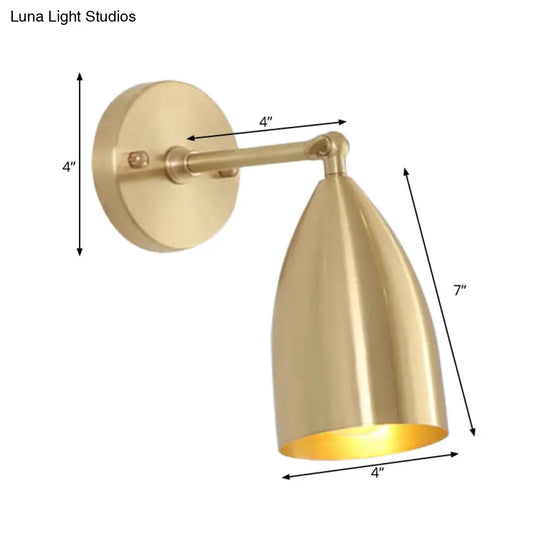 7.5/12 W Brass Wall Sconce - Modern Tapered/Drum/Oval Design Gold Finish