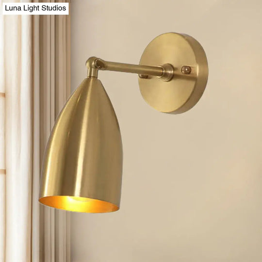 7.5/12 W Brass Wall Sconce - Modern Tapered/Drum/Oval Design Gold Finish