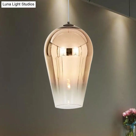 7/8’ Wide Cannon Pendant Light - Modern Glass 1 Chrome/Gold/Rose Gold Hanging Fixture