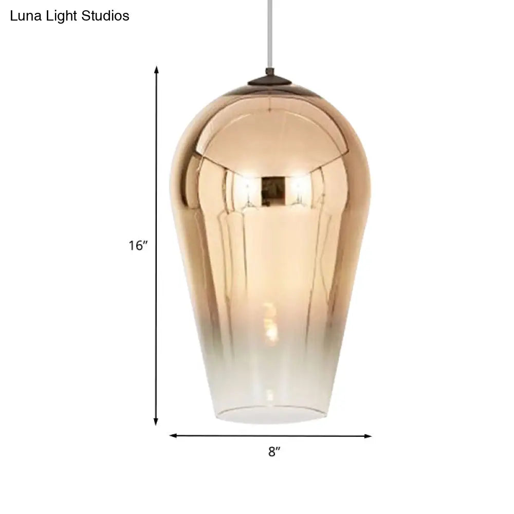 7/8’ Wide Cannon Pendant Light - Modern Glass 1 Chrome/Gold/Rose Gold Hanging Fixture