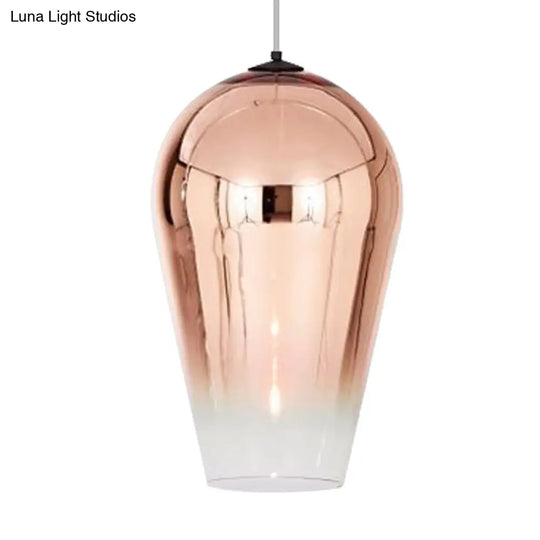 7/8’ Wide Cannon Pendant Light - Modern Glass 1 Chrome/Gold/Rose Gold Hanging Fixture