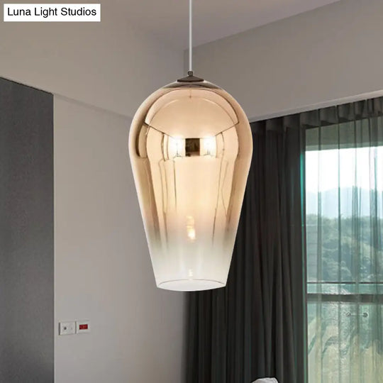 7/8 Wide Modern Glass Cannon Pendant Light - 1 Chrome/Gold/Rose Gold Hanging / 7