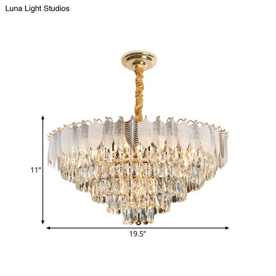 7-Head Clear Crystal Prisms Chandelier Pendant Light Modern Circular Ceiling Suspension Lamp