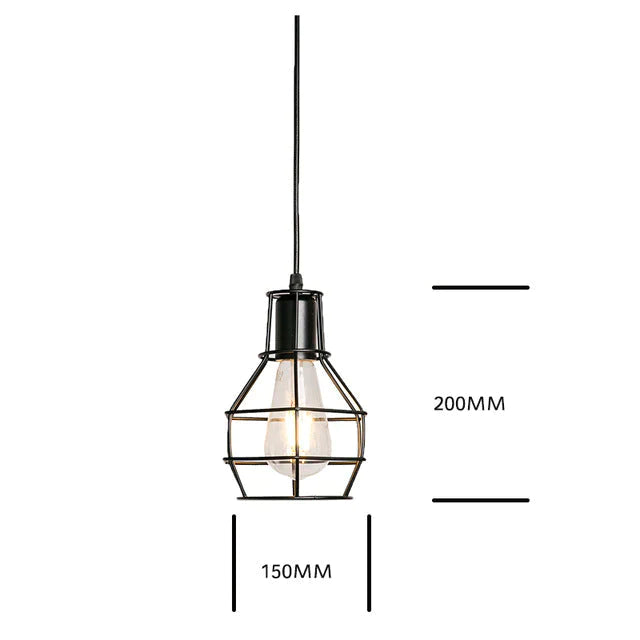 7 Type Modern Black Cage Pendant Lights Iron Minimalist Nordic Pyramid Lamp 8000