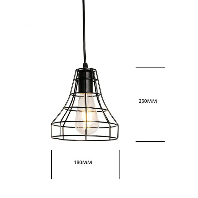 7 Type Modern Black Cage Pendant Lights Iron Minimalist Nordic Pyramid Lamp 8006
