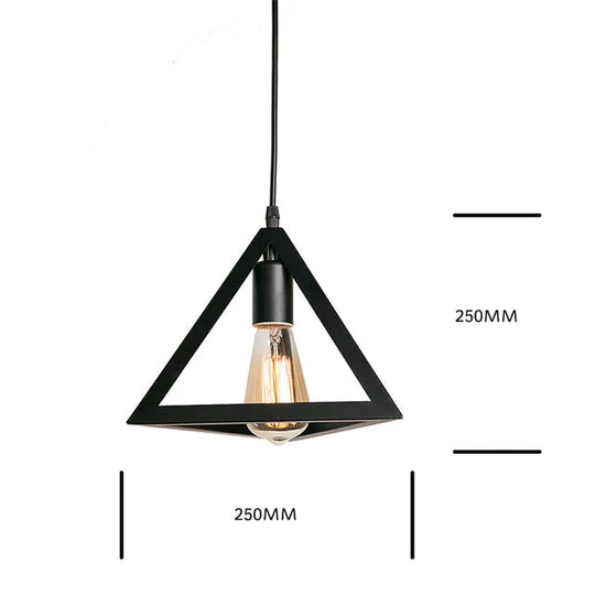 7 Type Modern Black Cage Pendant Lights Iron Minimalist Nordic Pyramid Lamp 8008