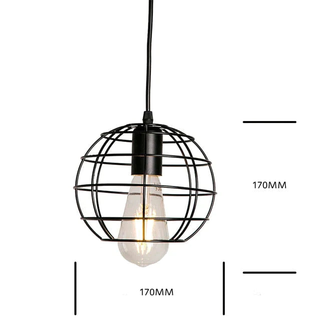 7 Type Modern Black Cage Pendant Lights Iron Minimalist Nordic Pyramid Lamp