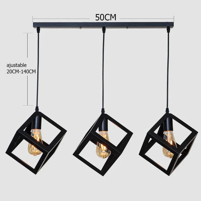 7 Type Modern Black Cage Pendant Lights Iron Minimalist Nordic Pyramid Lamp 8019