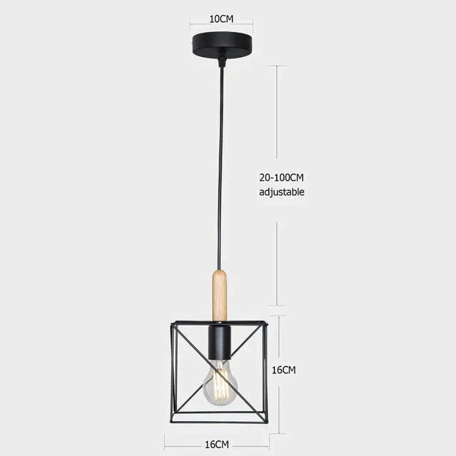 7 Type Modern Black Cage Pendant Lights Iron Minimalist Nordic Pyramid Lamp 8020