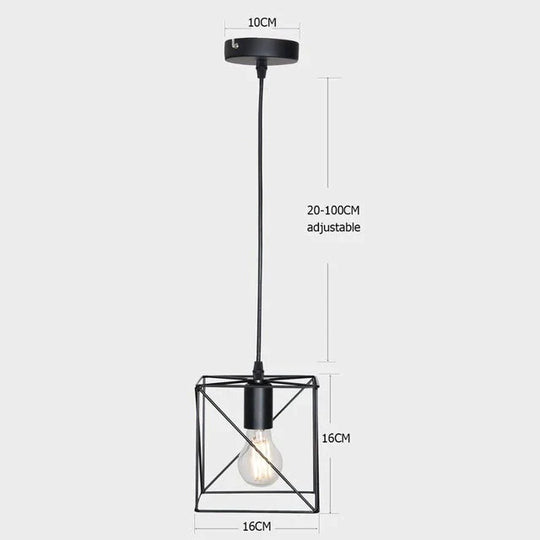7 Type Modern Black Cage Pendant Lights Iron Minimalist Nordic Pyramid Lamp 8022