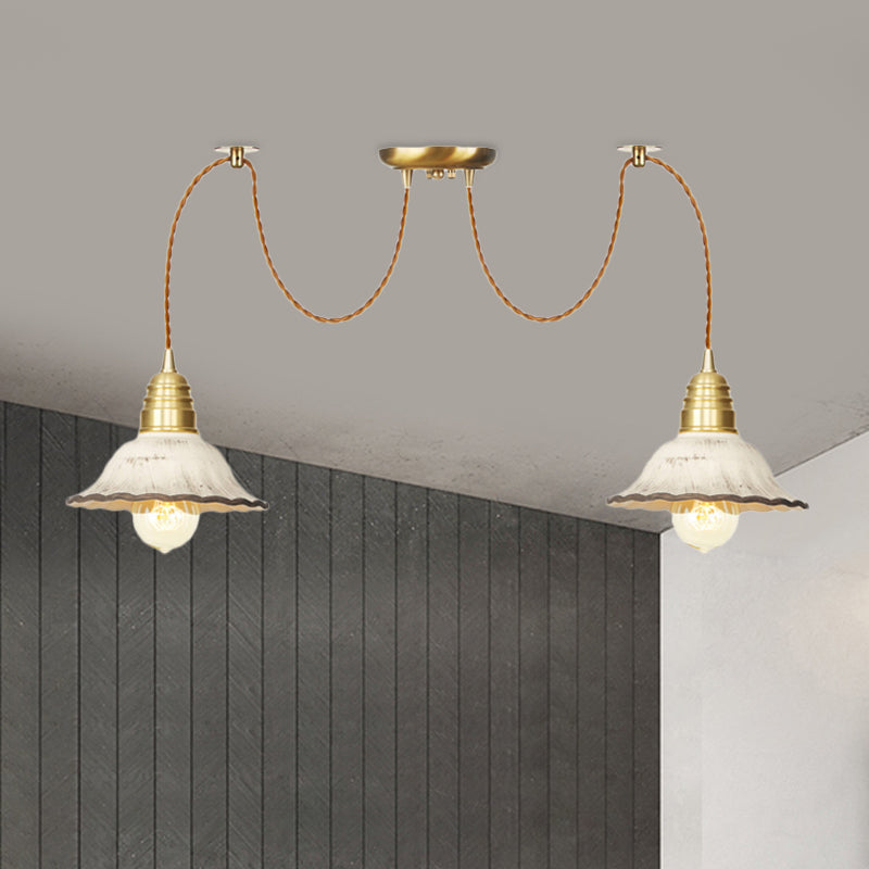 Scalloped Multi-Light Pendant - Traditional Gold Ceramics Swag Hanging Lamp Kit (2/4/6 Bulbs) 2 /