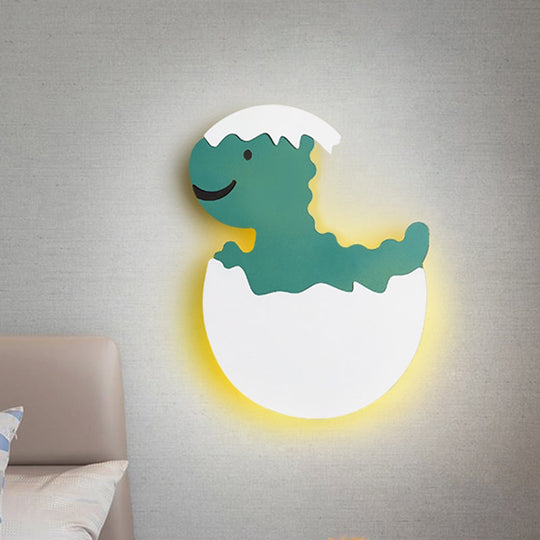 Eggette/Dinosaur Wall Lighting Cartoon Acrylic Led Green/Yellow Sconce Lamp For Kids Bedside Green /