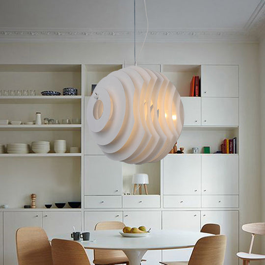 Honeycomb Dining Room Pendant Light in White - Modern Metal Suspension Lamp