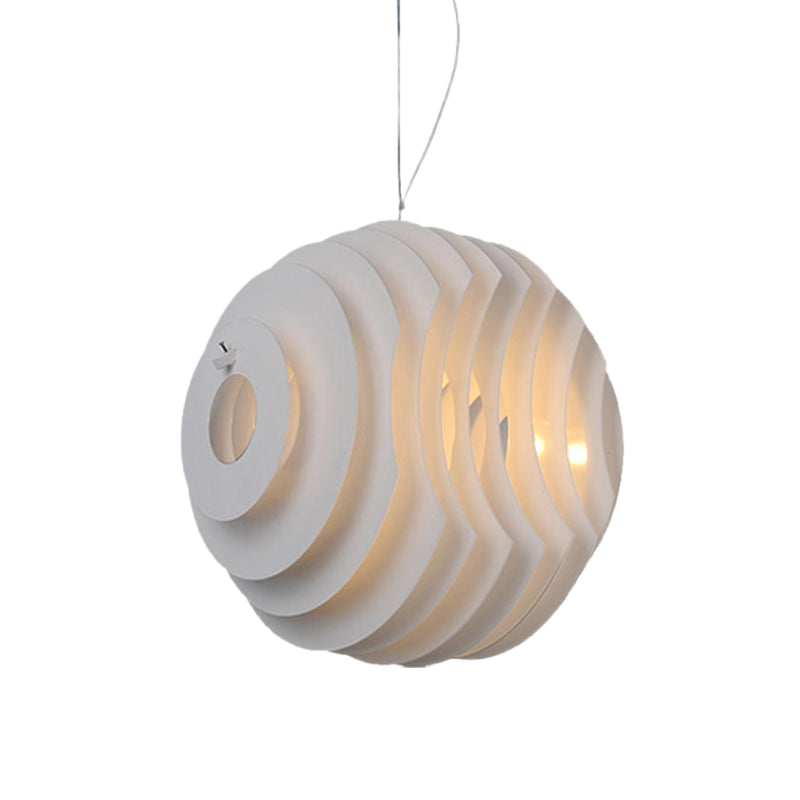 Honeycomb Dining Room Pendant Light in White - Modern Metal Suspension Lamp