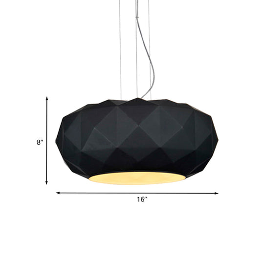 Contemporary Diamond Drop Pendant Ceiling Lamp With Drum Design In Black
