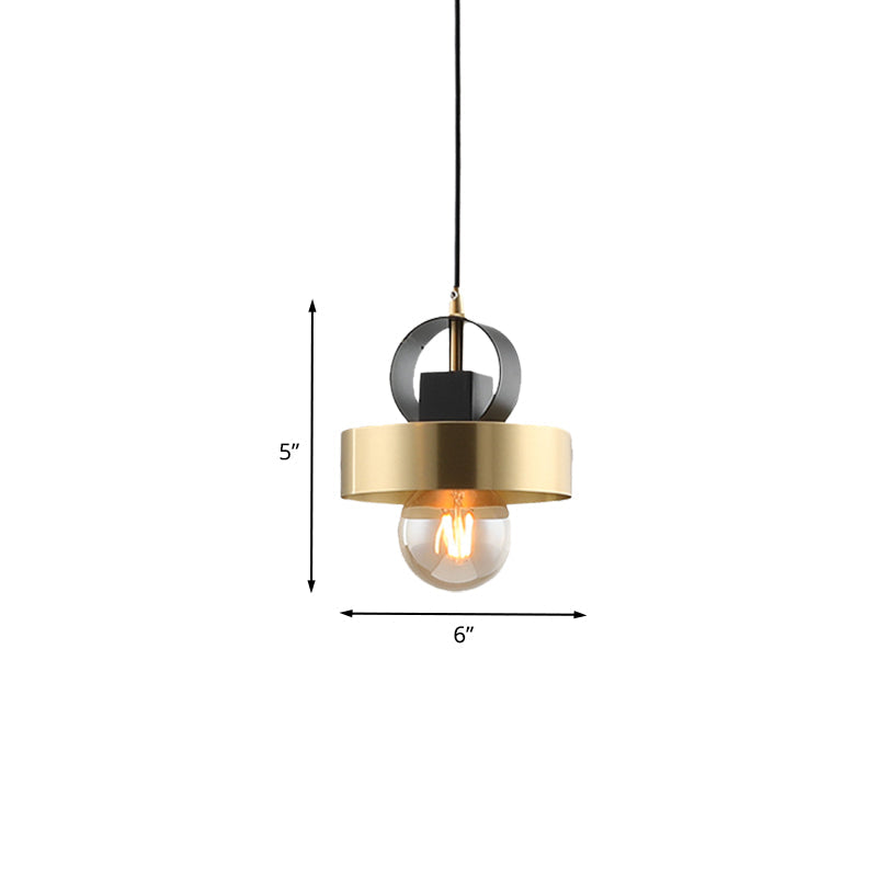 Modern Round Gold Pendant Light with 1 Bulb for Bedside Ceiling Fixture