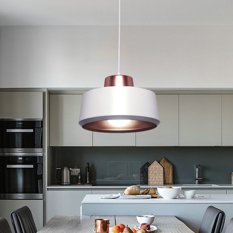 Nordic Circle Hanging Ceiling Light Pendant - Modern Metal Design with 1-Light for Dining Room in White
