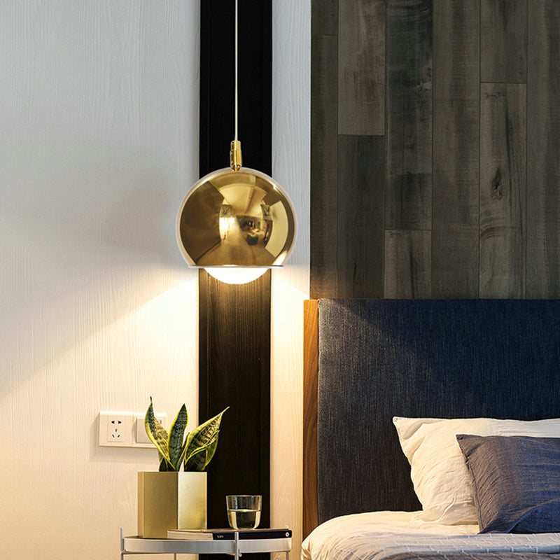 Modern Gold Iron Globe Pendant Lighting: Rotatable Led Hanging Lamp Kit For Table Décor