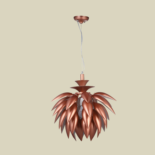 Copper Pinecone Suspension Pendant Lamp - Contemporary Metallic Ceiling Light For Restaurants