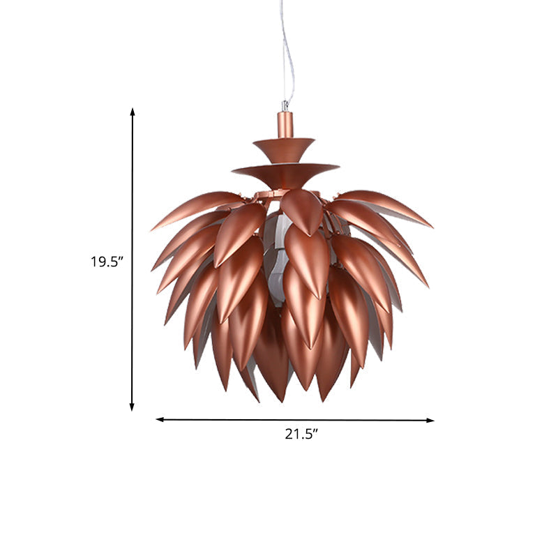 Copper Pinecone Suspension Pendant Lamp - Contemporary Metallic Ceiling Light For Restaurants