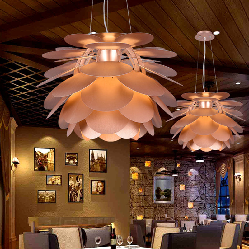 Contemporary Copper Hanging Pendant Light for Restaurants - Pinecone Metal Finish