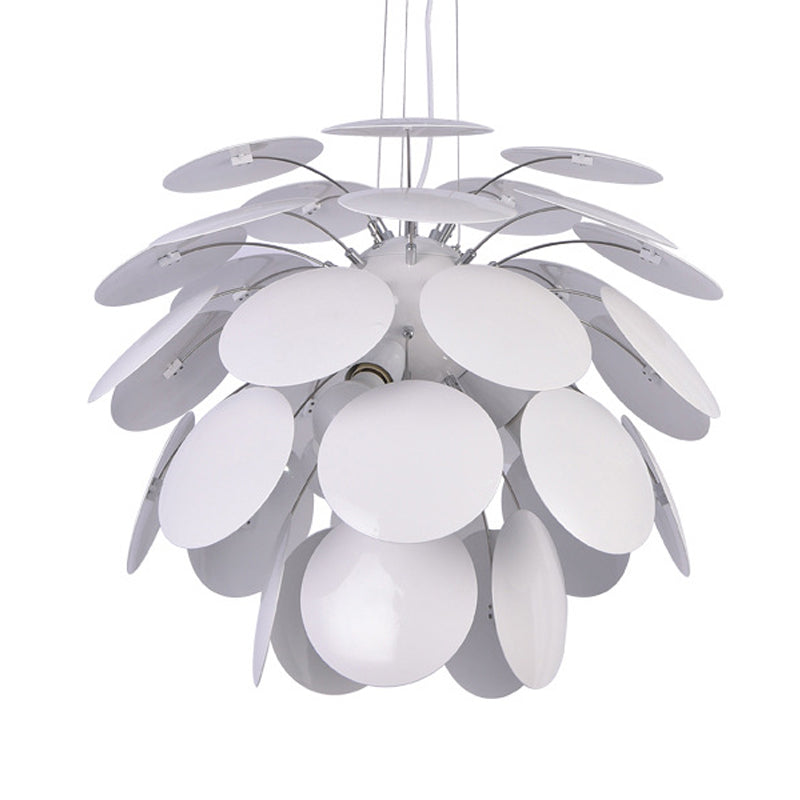 Modern Pinecone Hanging Pendant Lamp - Metallic Finish, 1-Head, Wide 19.5"/23.5" - White