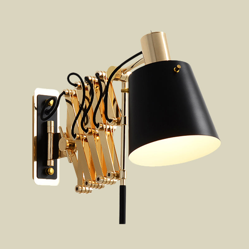 Modern Metallic Gold Wall Mount Sconce Lamp With Barrel Shade