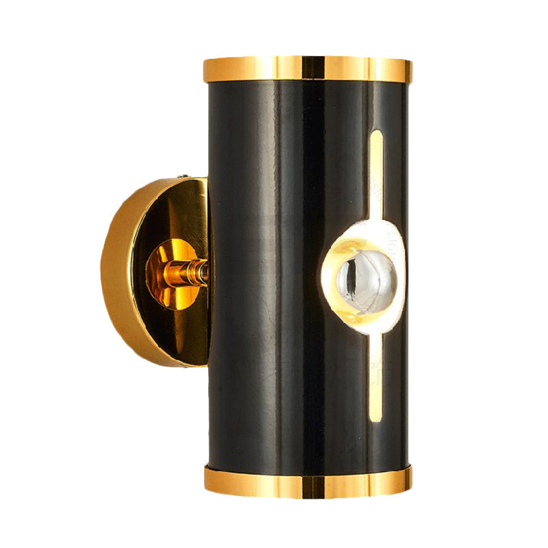 Modern Black Metal Cylinder Wall Sconce - 1 Head Up And Down Lighting