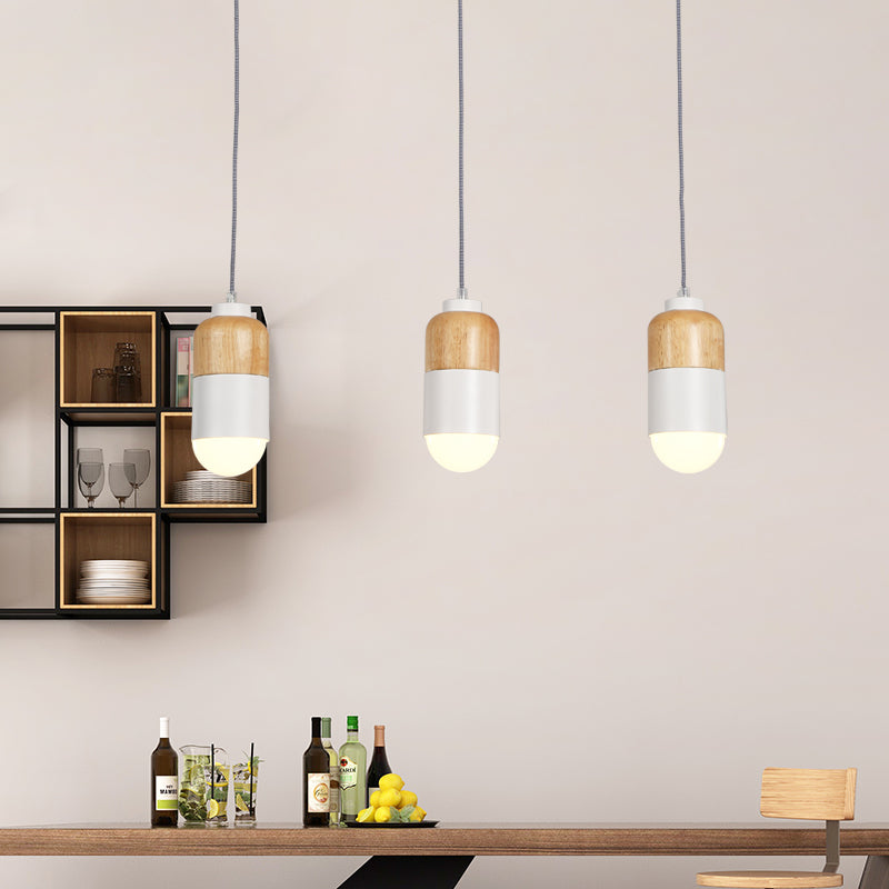 Modern Led Cluster Pendant Light: Metal With White And Wood Accents - Ideal For Dining Table