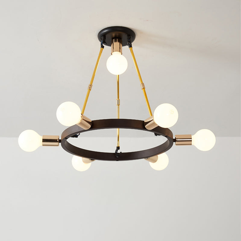 Minimalist Black And Gold Metal Loop Chandelier Pendant Light - 7/9 Heads Bedroom Ceiling Lamp 7 /